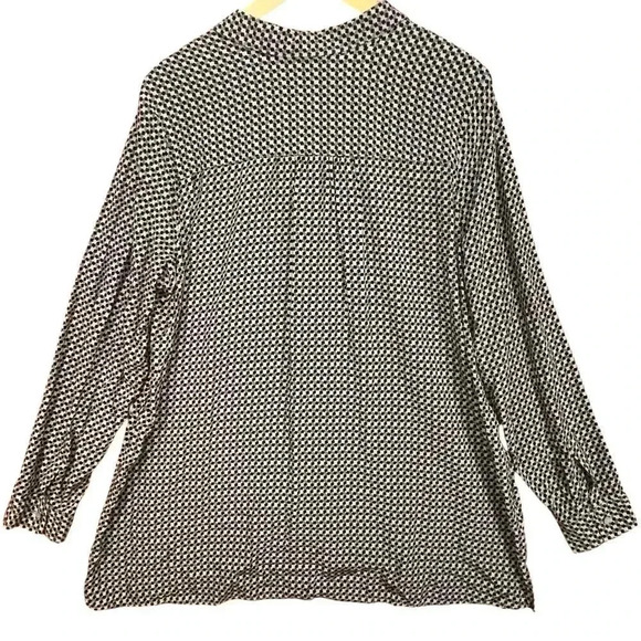 J Jill Women’s Gray Black Button Up‎ Shirt Long Sleeve Rayon Career Casual Large - Picture 2 of 7